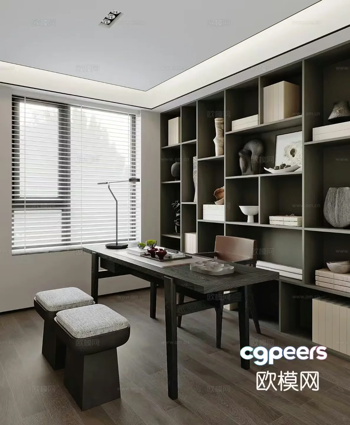 Modern study room 3d model