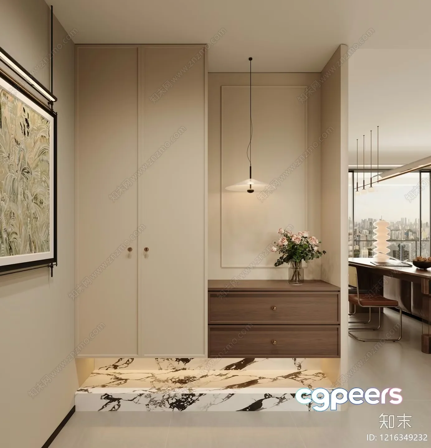 Modern Minimalist Living Space 3D Model – 14787 – VRAY Render