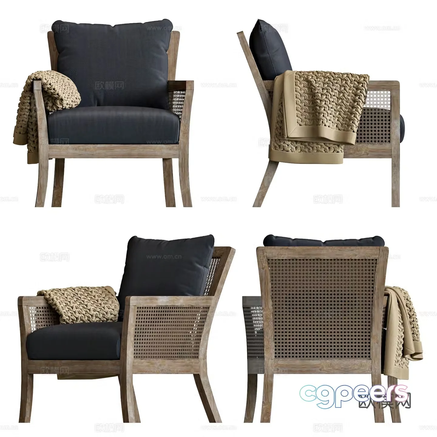 Wasabi style leisure chair Wasabi style leisure chair B&B single chair B&B leisure chair Garden leisure chair 3D model