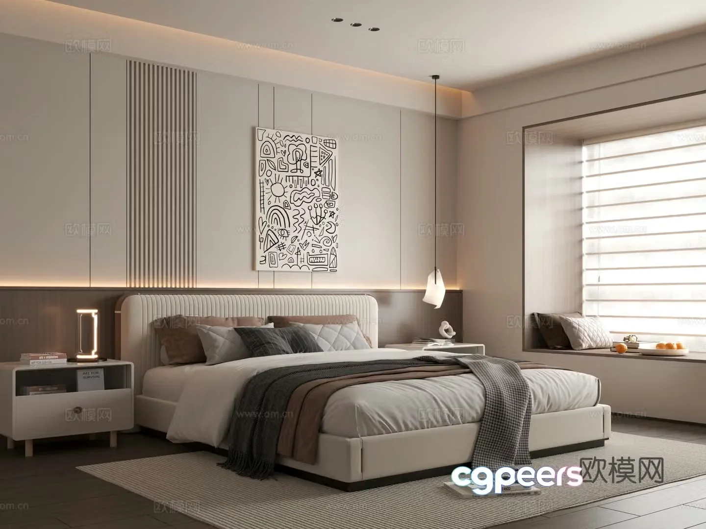 Modern bedroom Italian bedroom Bedroom Bedroom Bedroom Background Wall 3D Model
