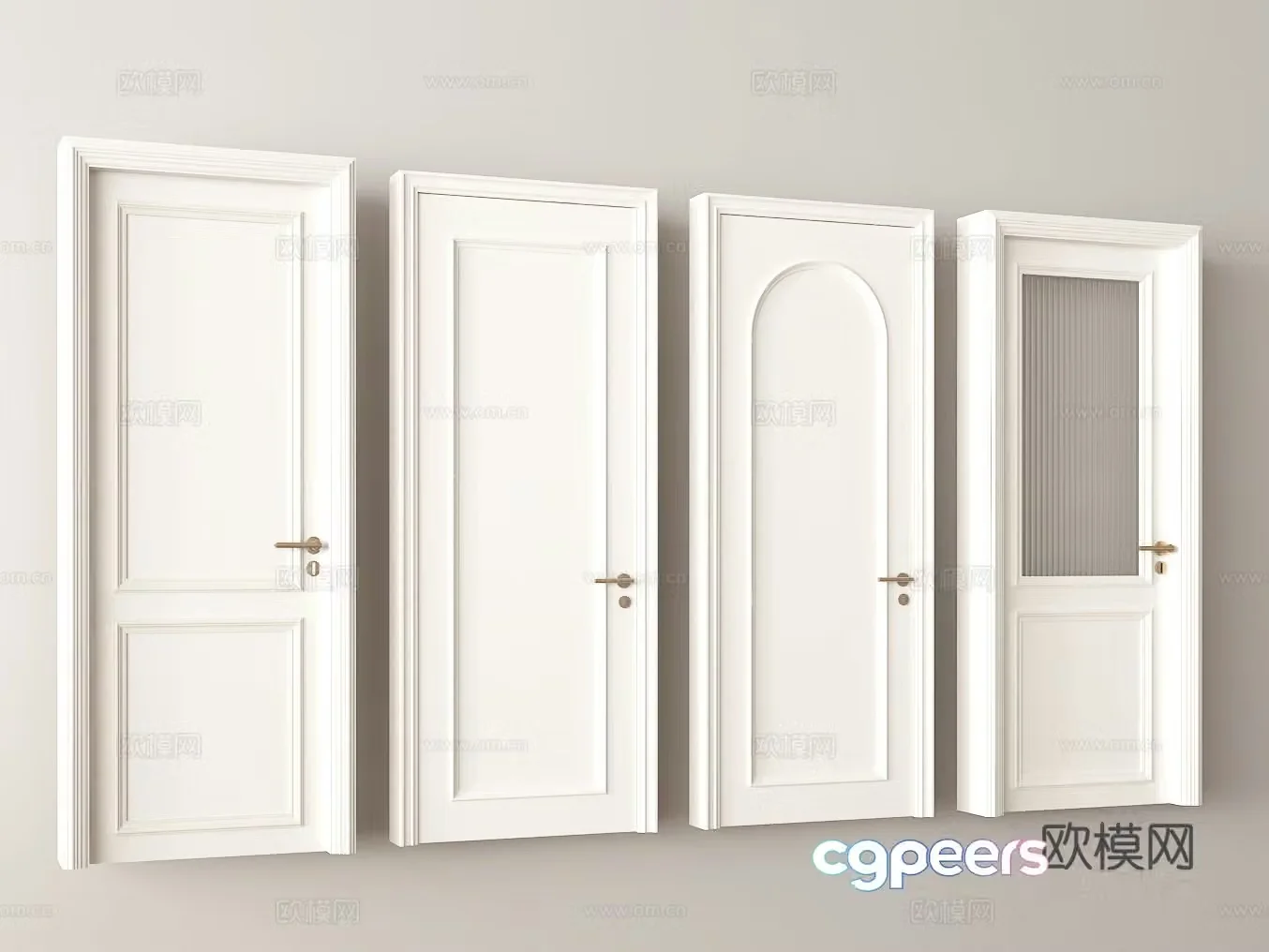 White interior door White painted door Home decoration wooden door Bedroom door style Solid wood composite door 3D model