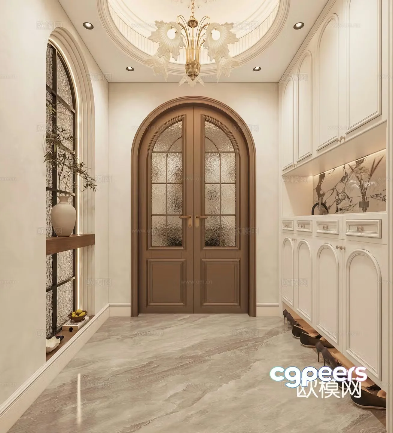 French simple European light luxury home entrance 3D model