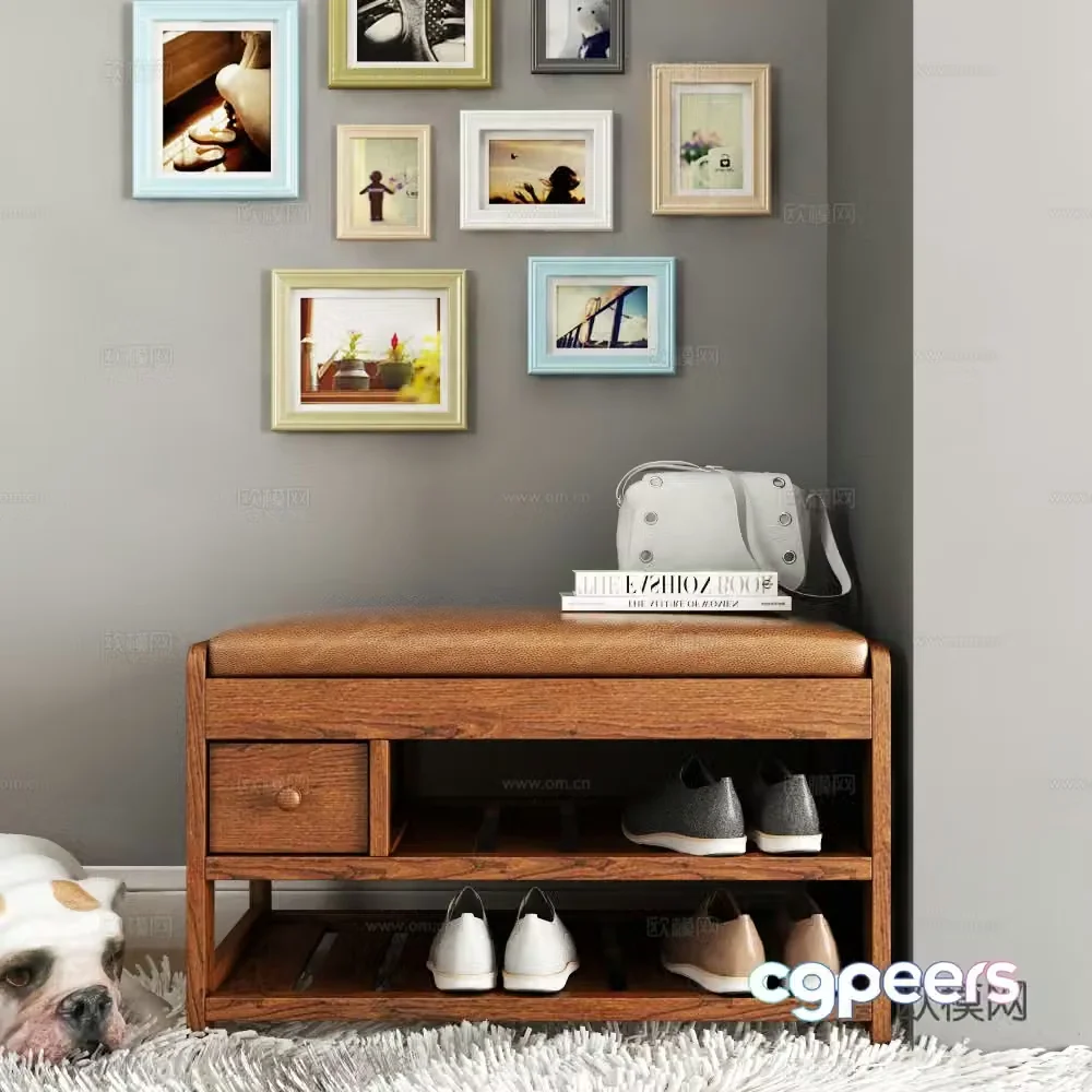 New Chinese style shoe cabinet photo frame jewelry 3d model