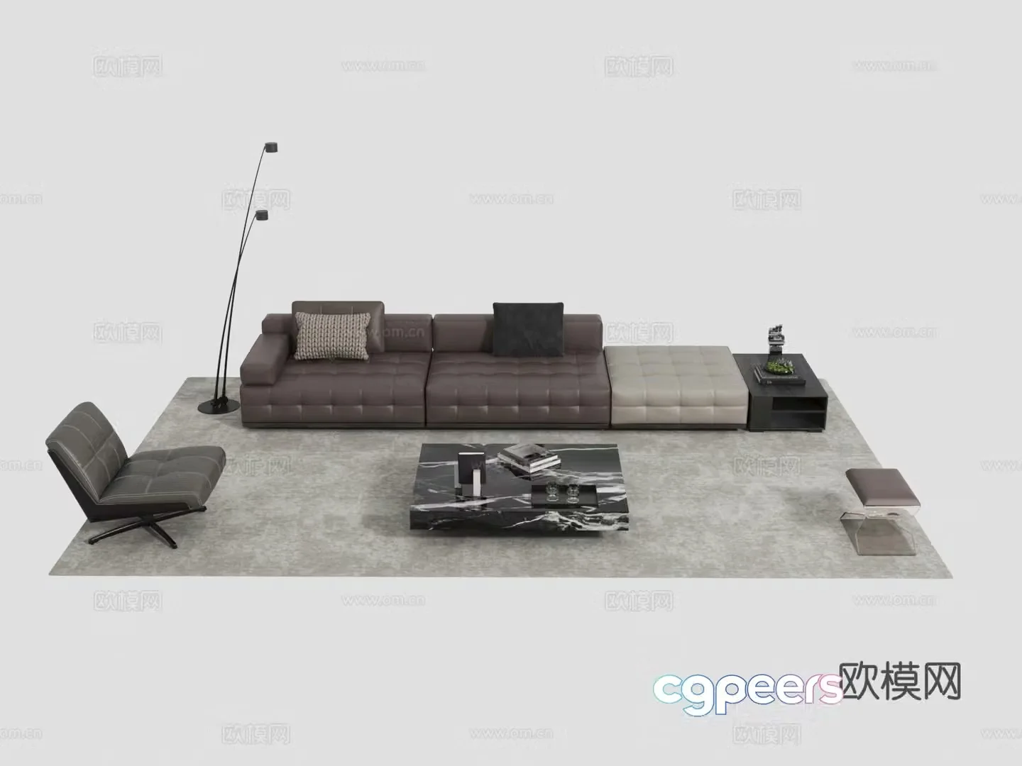 Italian leather sofa modular sofa 3d model