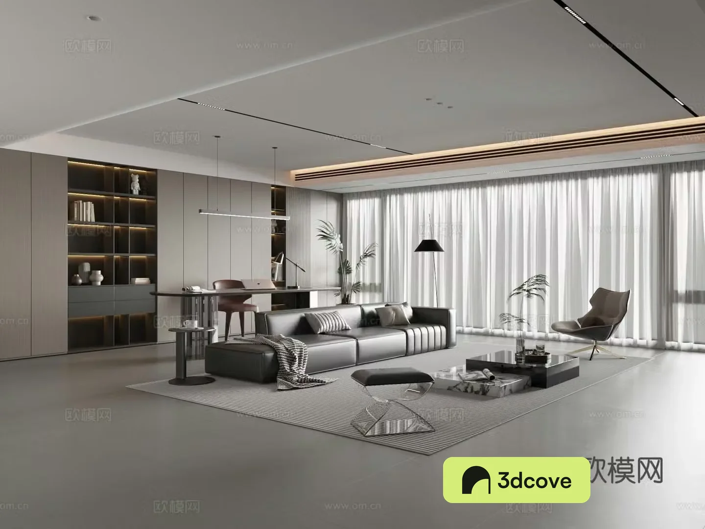 Modern Italian light luxury living and dining room