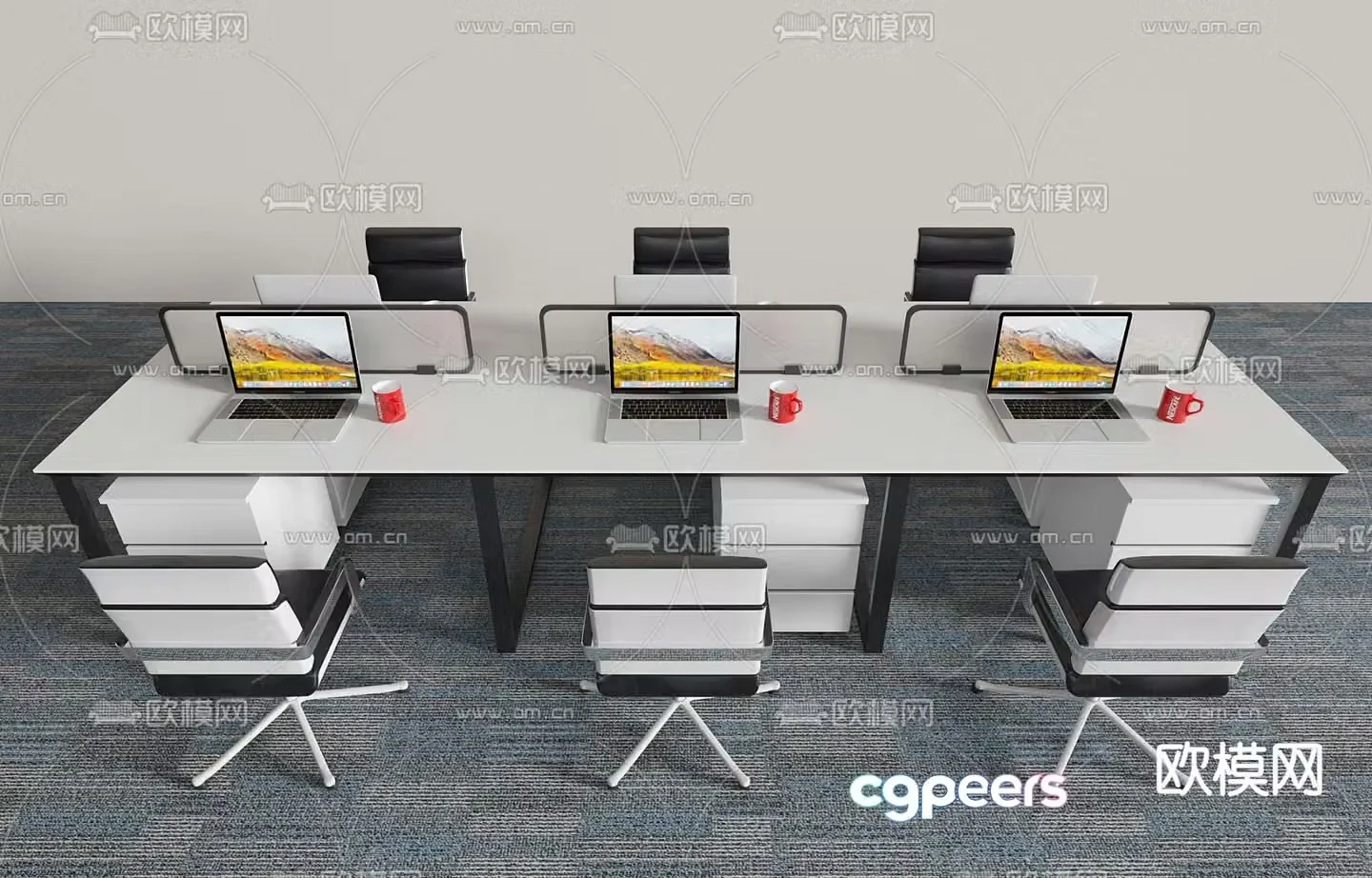 Office desk and chair desk 3d model