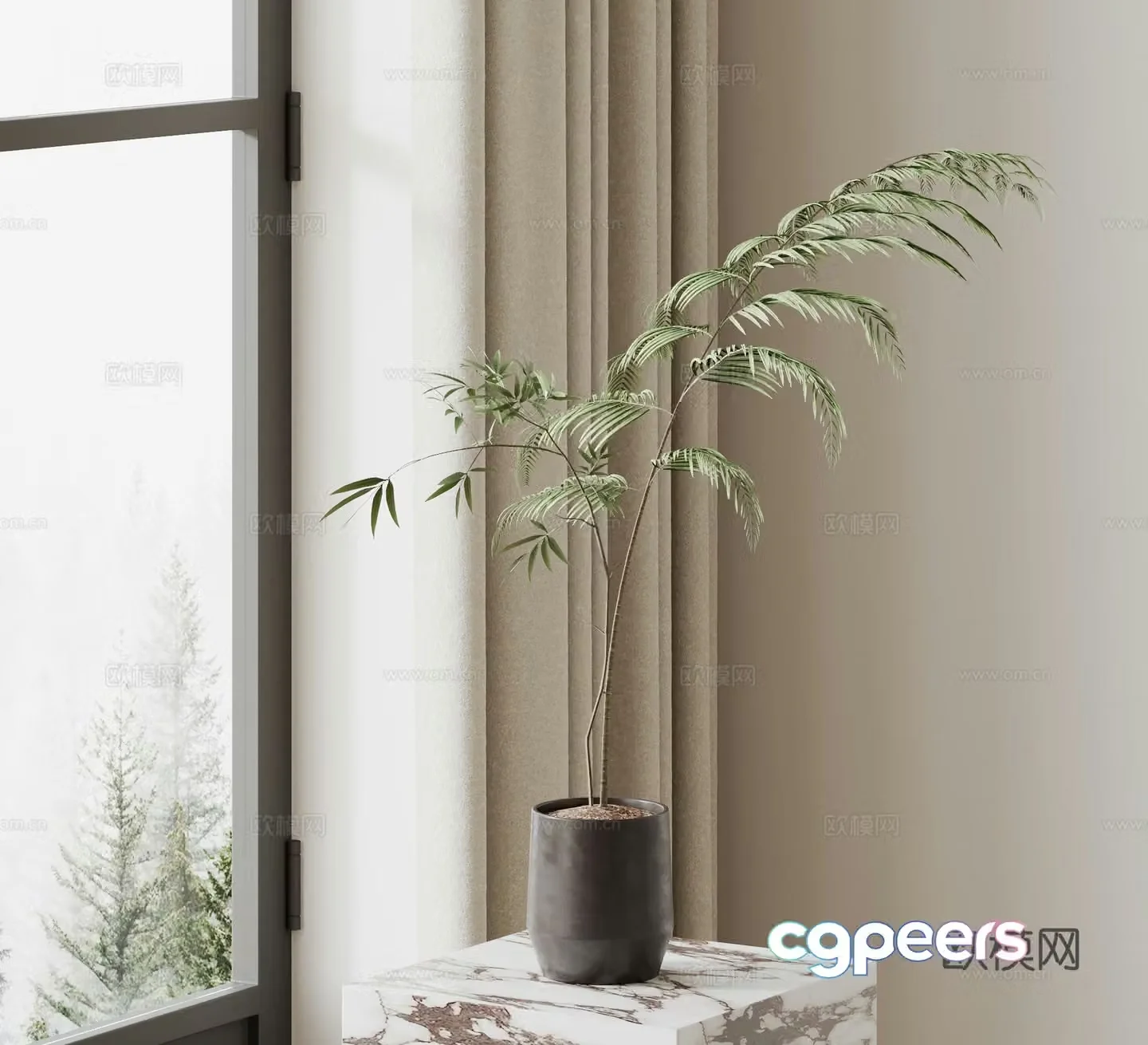 Modern flower art green plant 3d model