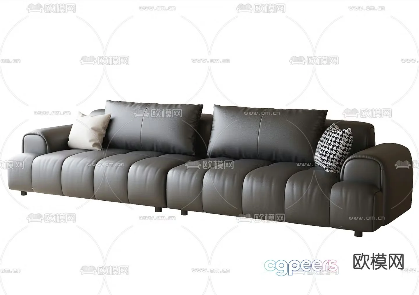 Double sofa leather sofa 3d model