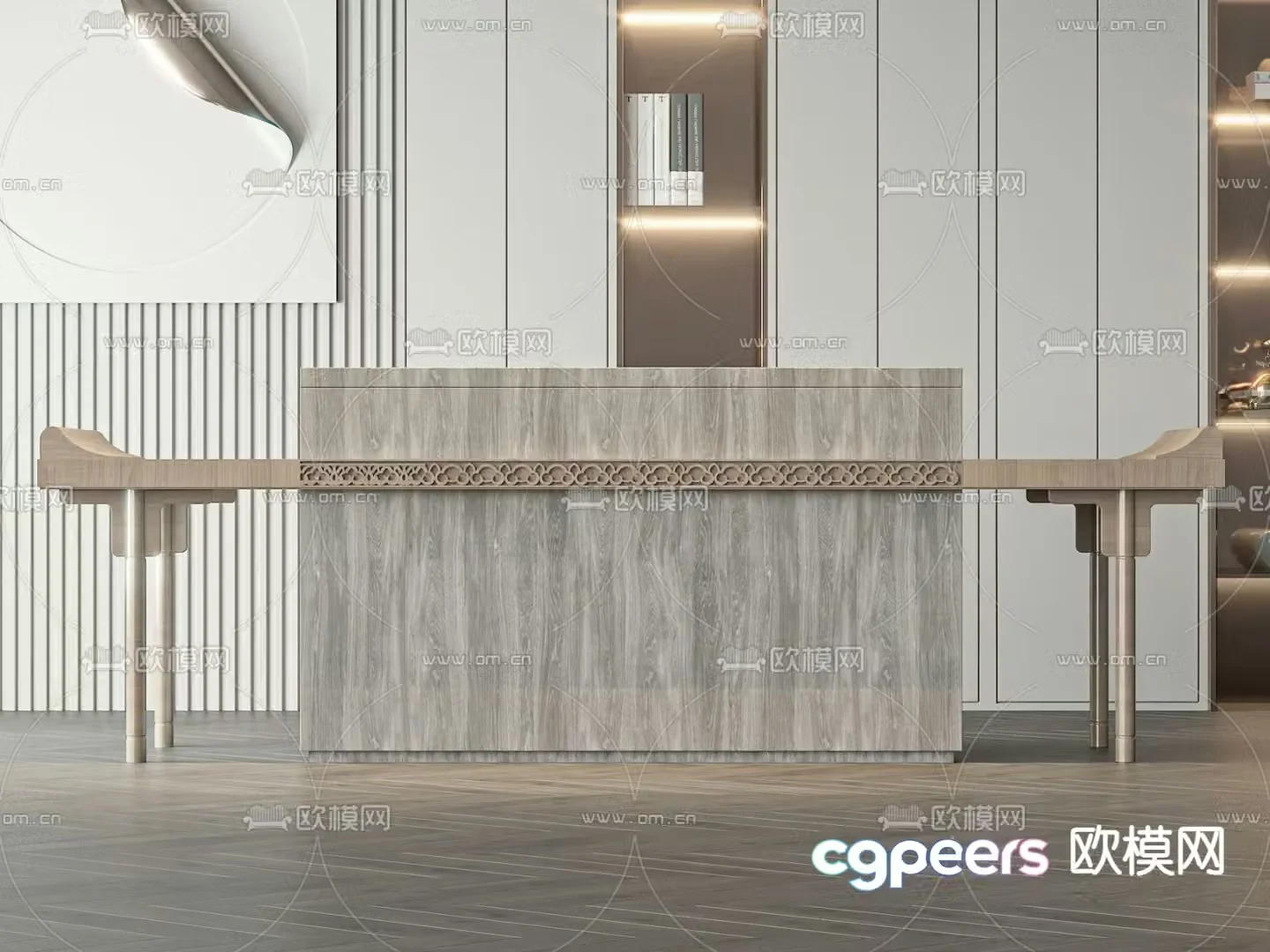 Front desk service desk reception desk 3d model