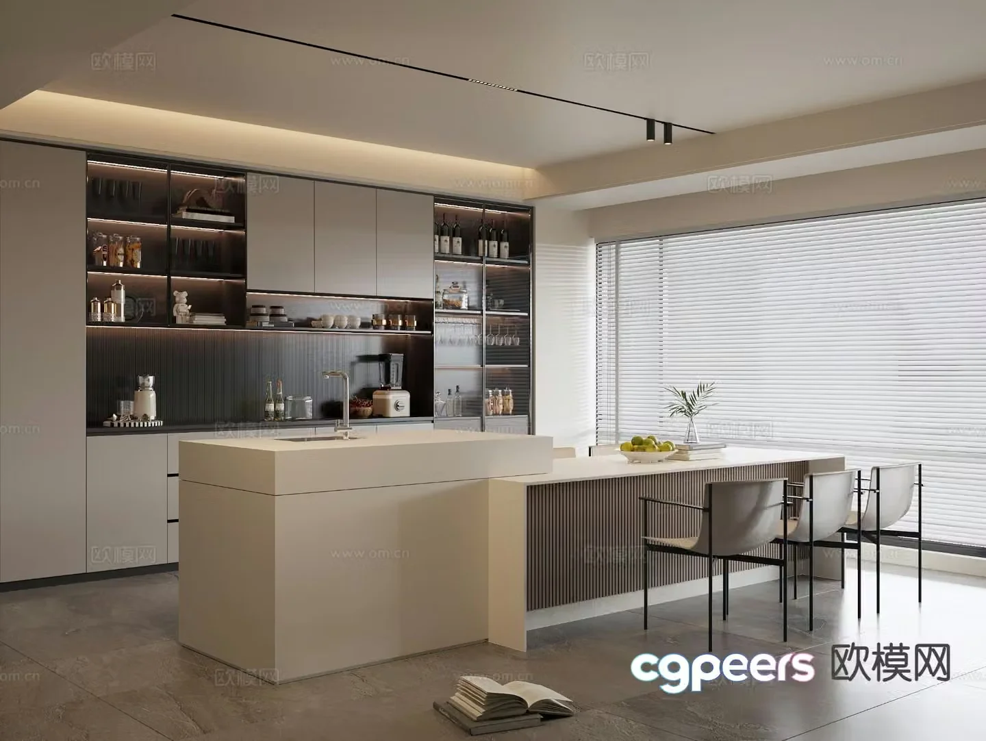 Modern island restaurant 3d model
