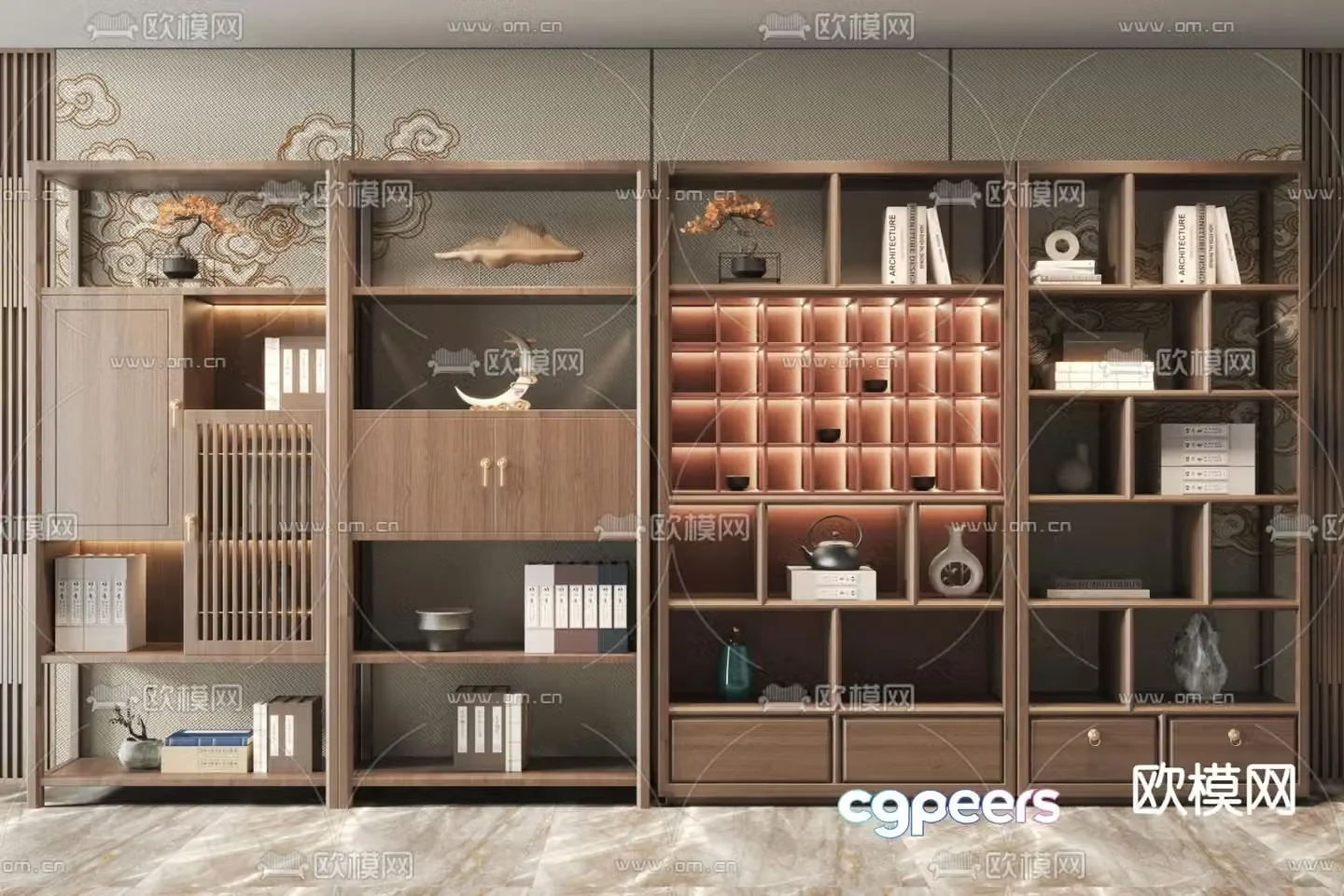 New Chinese style decorative cabinet storage rack display rack 3D model