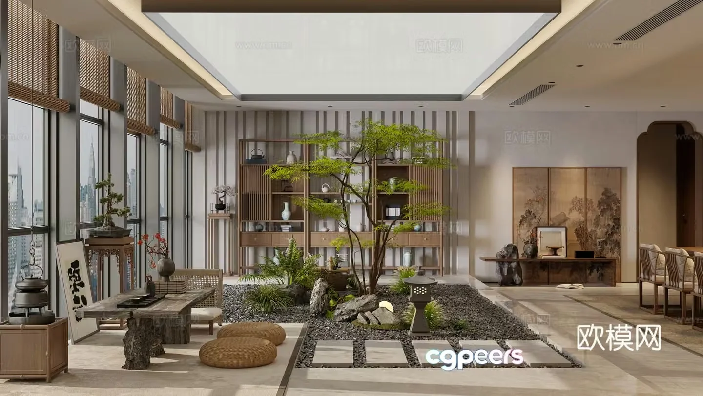 New Chinese Zen Tea Room 3D Model