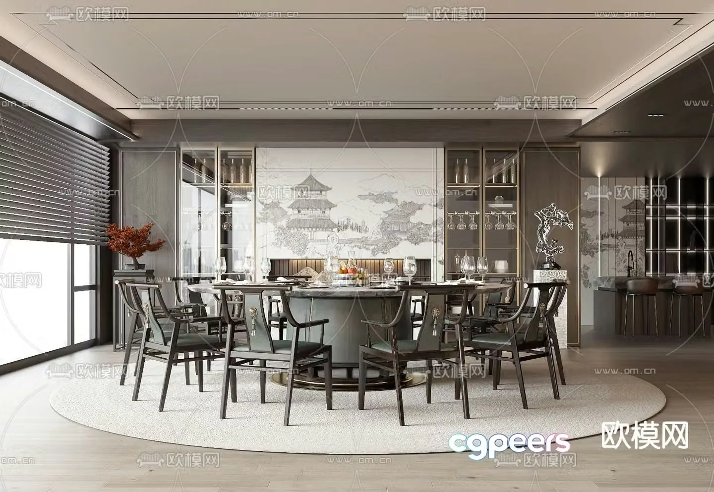 Chinese restaurant private room 3D model of restaurant private room