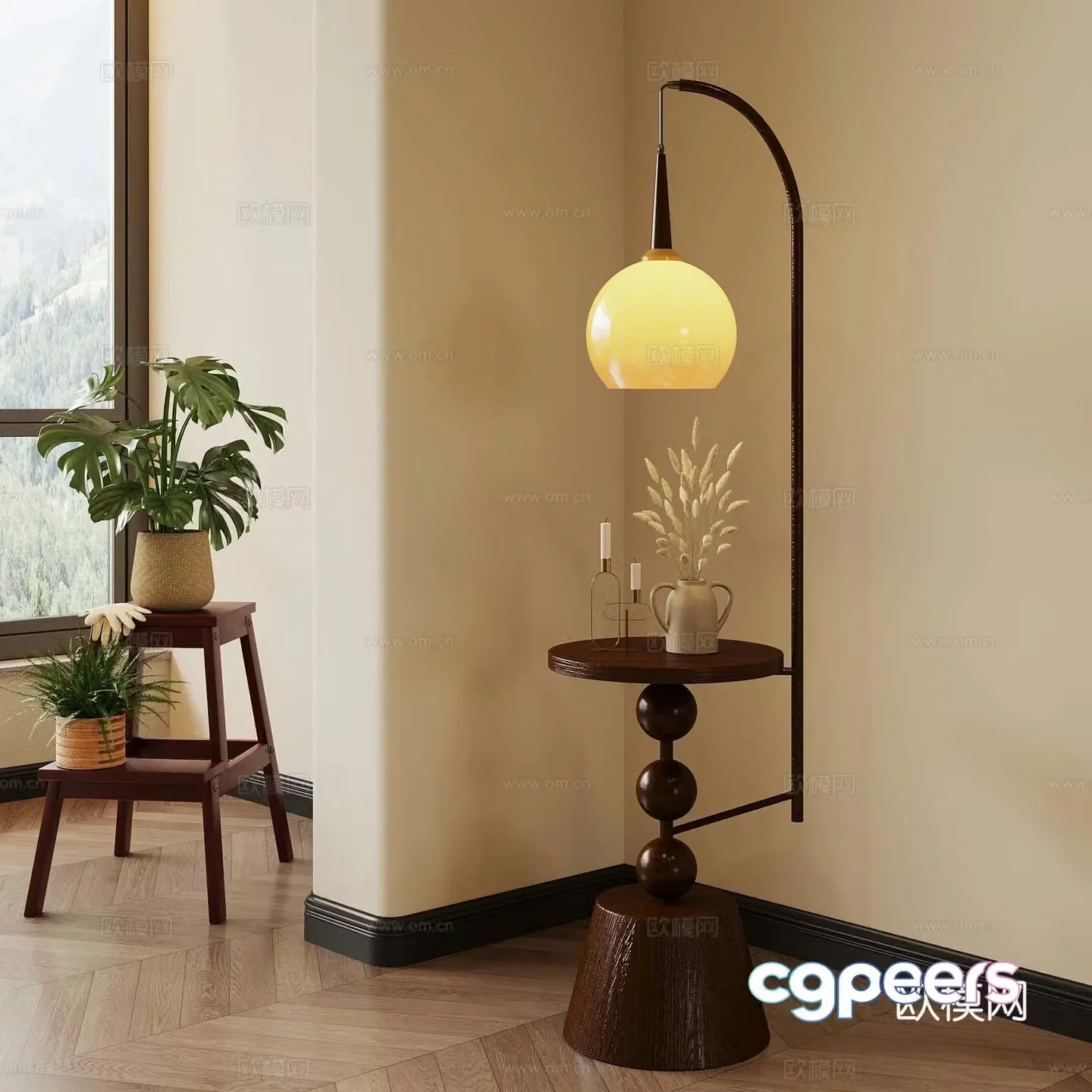 French floor lamp side table floor lamp corner table floor lamp 3D model