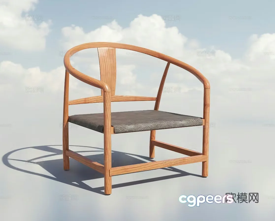 New Chinese style armchair chair solid wood chair 3d model