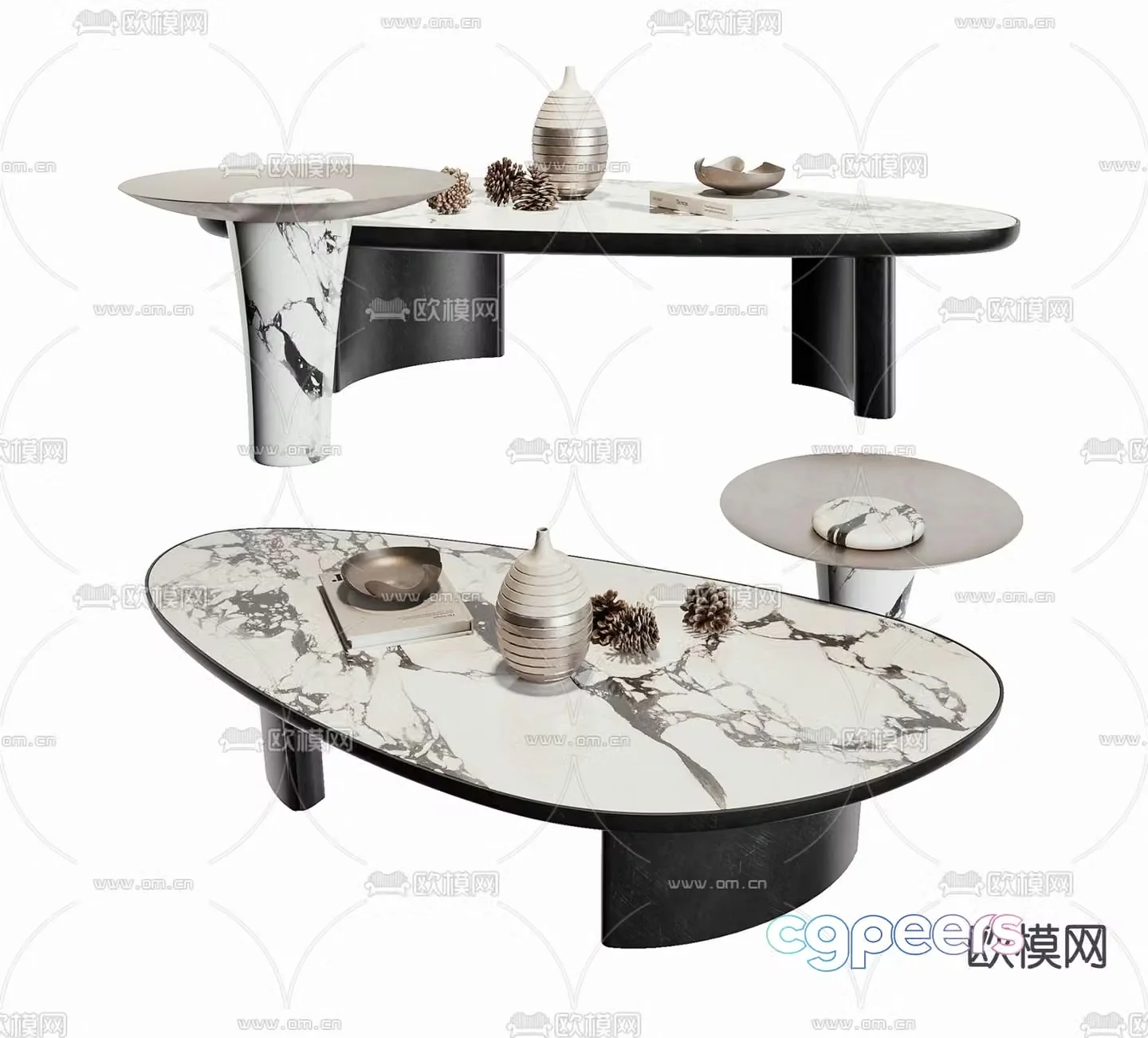 Mother-and-son coffee table Slate coffee table 3D model