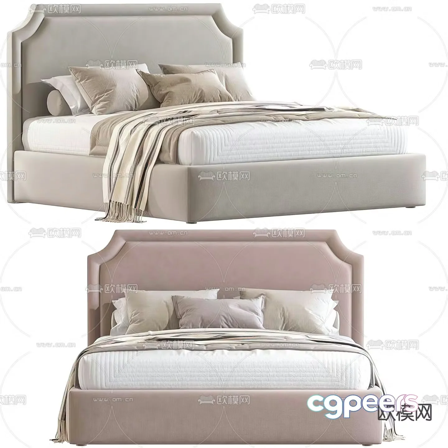 Modern fabric double bed 3d model
