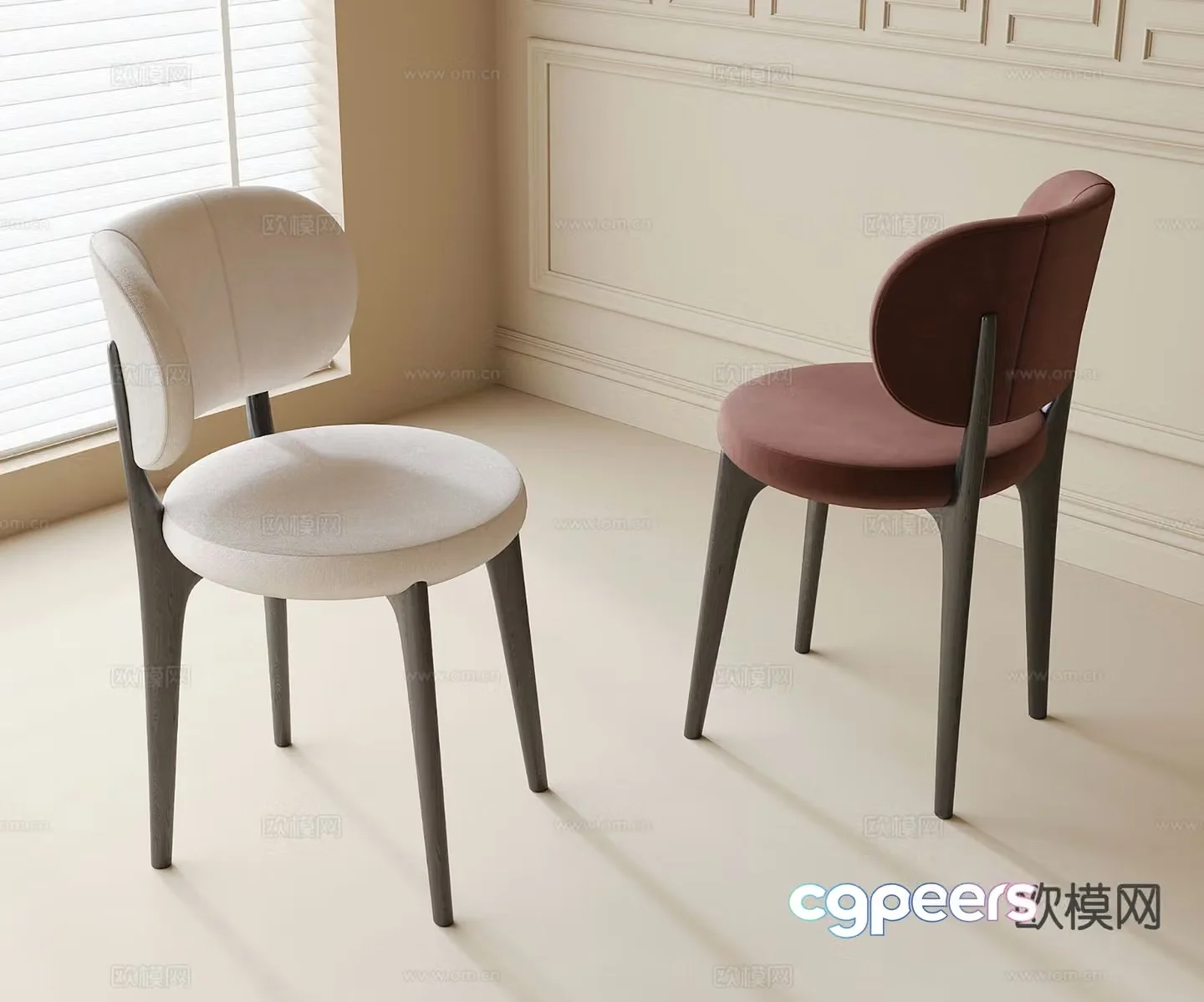 Modern dining chair single chair chair 3d model