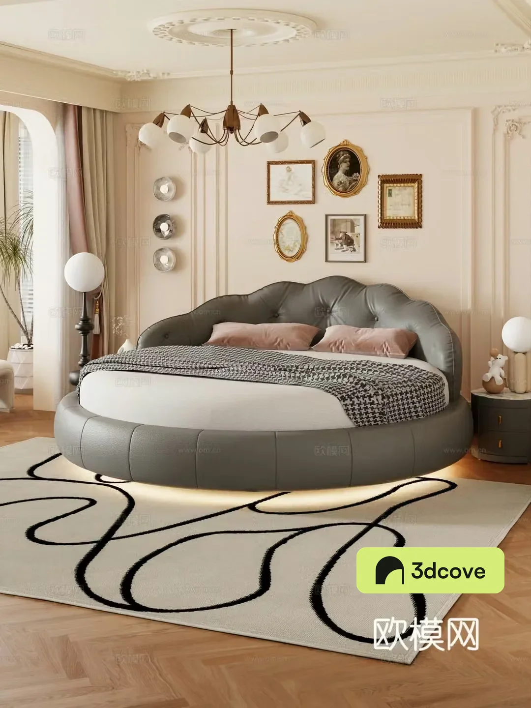 Round bed Double bed Bedding decoration