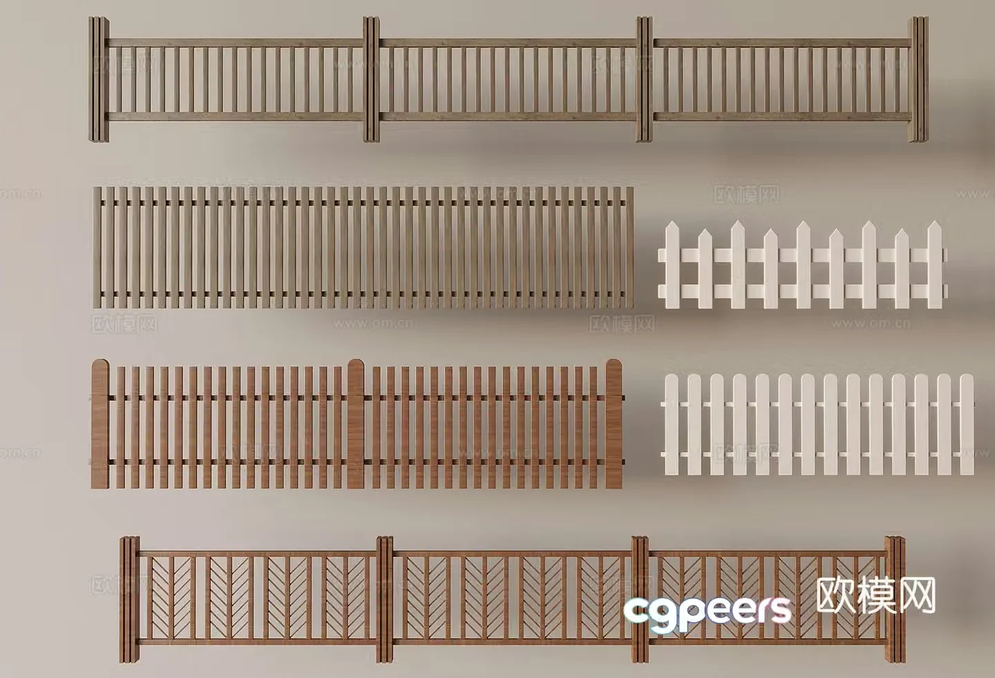 Medium style fence fence wooden fence guardrail garden wooden fence fence 3d model