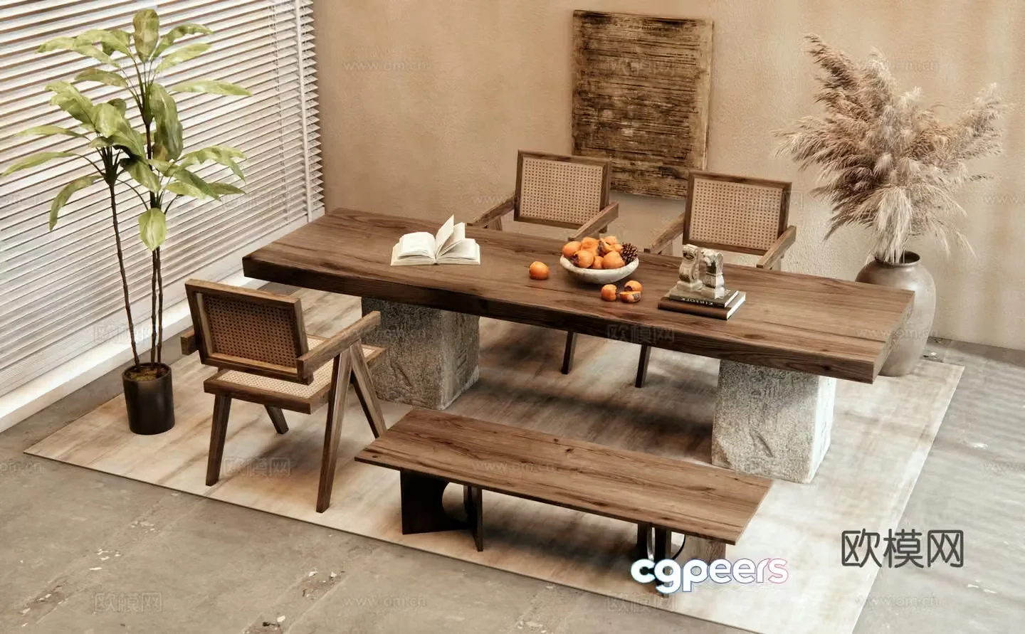 Wasabi Dining Table and Chair 3D Model