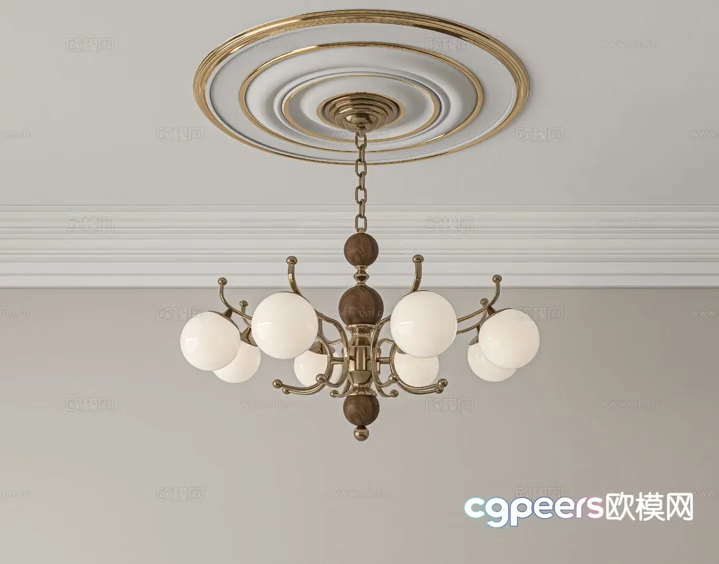 Medieval style chandelier hall chandelier 3d model