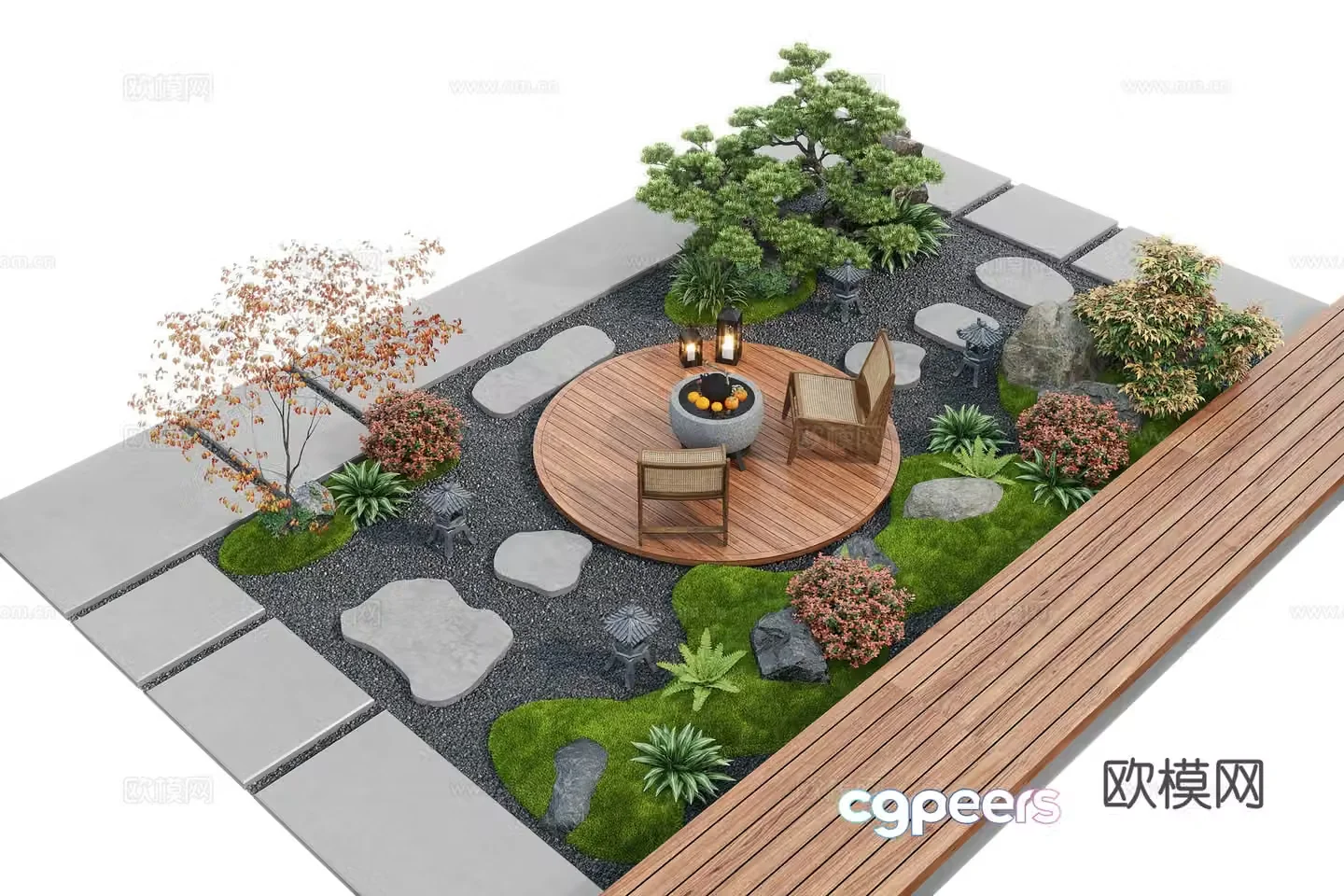 Garden landscape Landscape sketch Dingbu Moss landscape 3d model