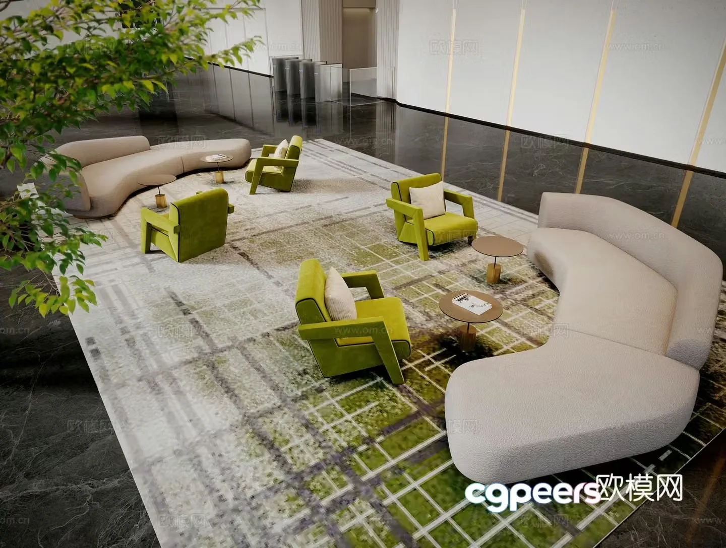 Office sofa lobby sofa public sofa 3d model