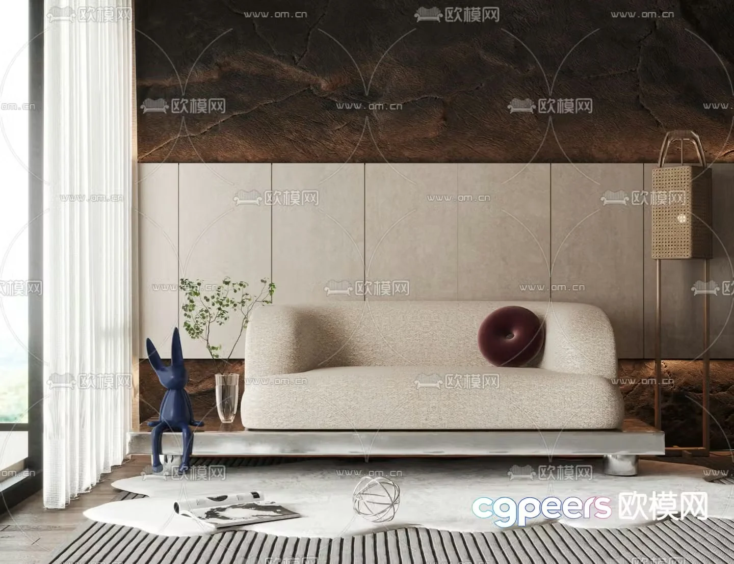 Flexform white loveseat 3d model