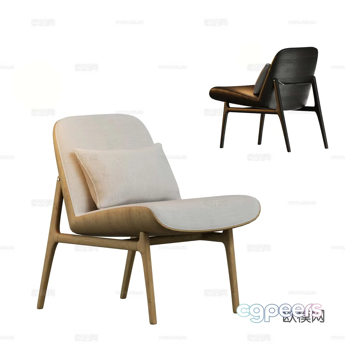 Nordic chair casual chair 3D model