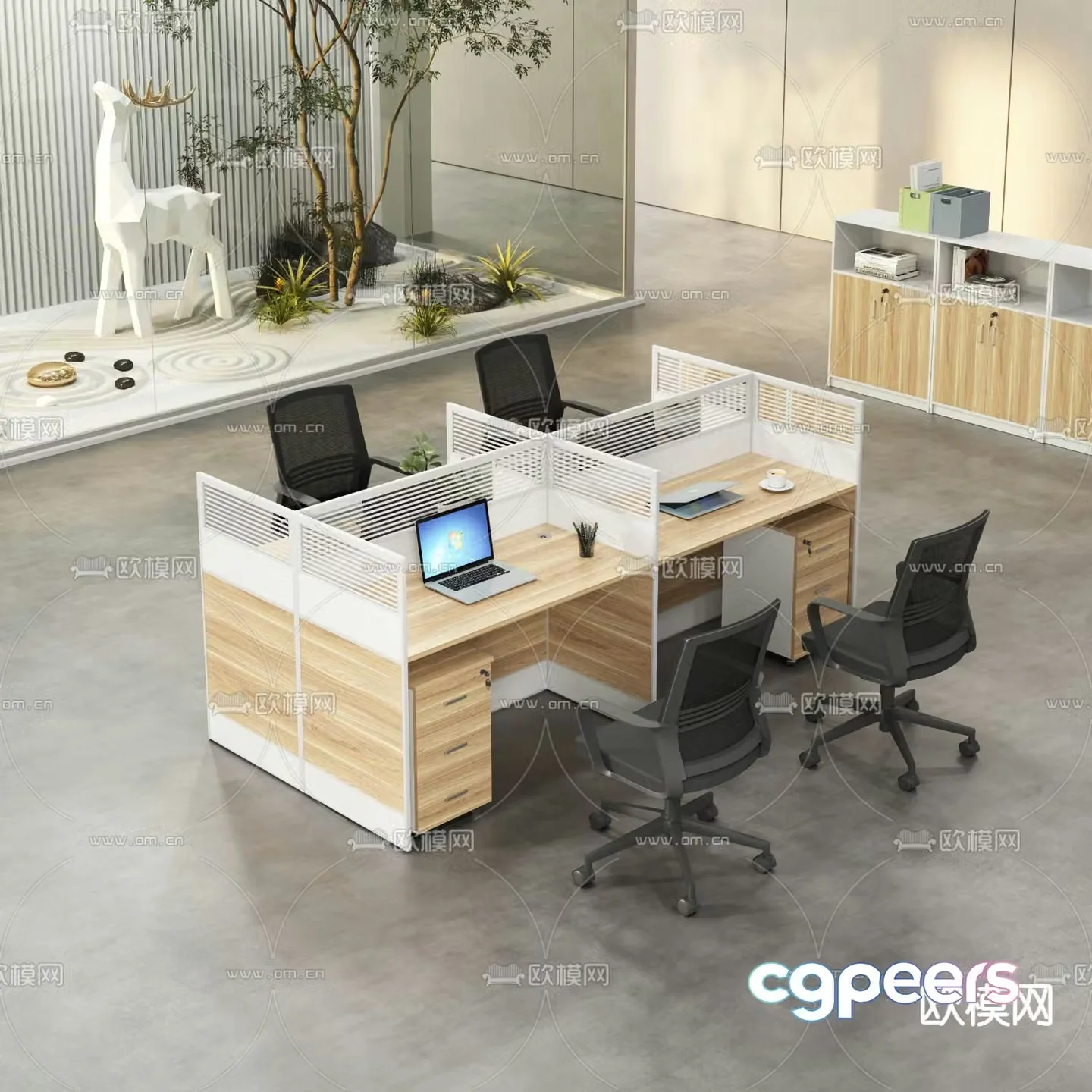 Card space desk staff position 3d model