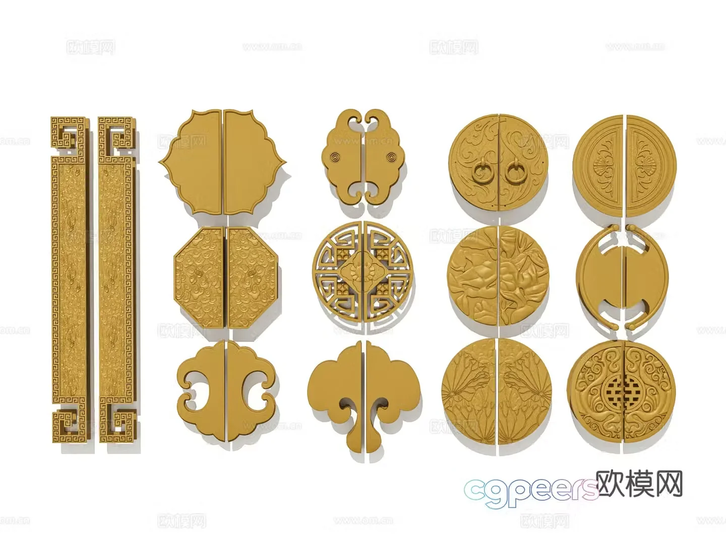 Chinese cabinet door handle handle 3d model