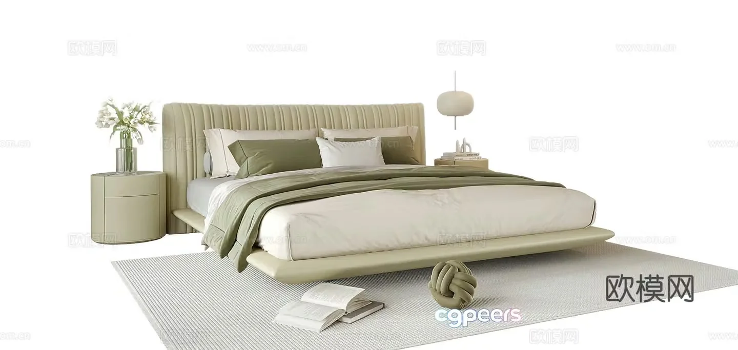 Modern double bed 3d model