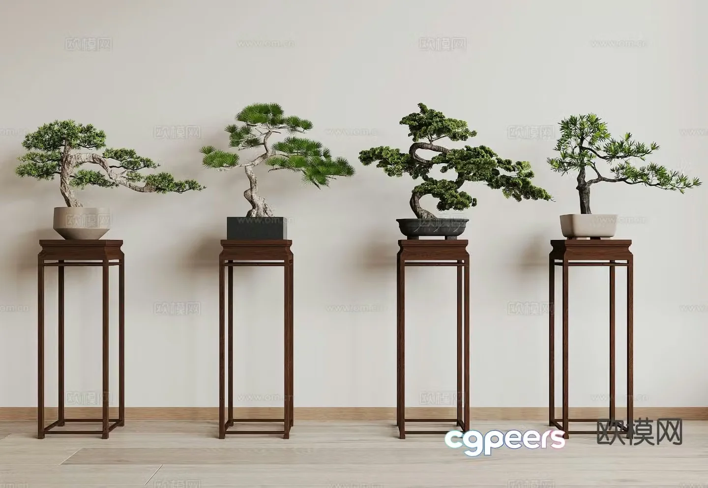 New Chinese potted plant pine tree flower 3D model