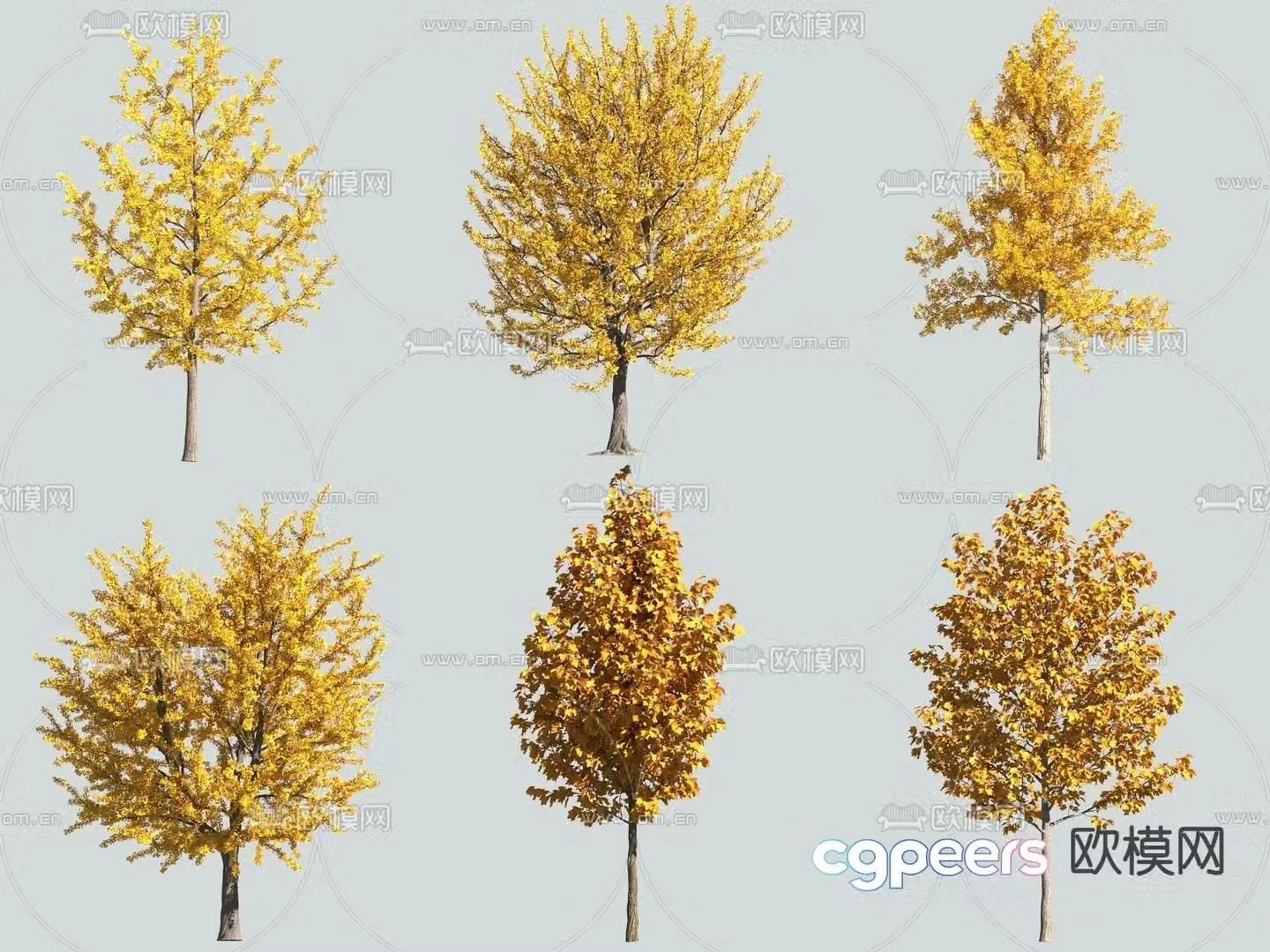Landscape tree yellow leaf tree autumn tree 3d model