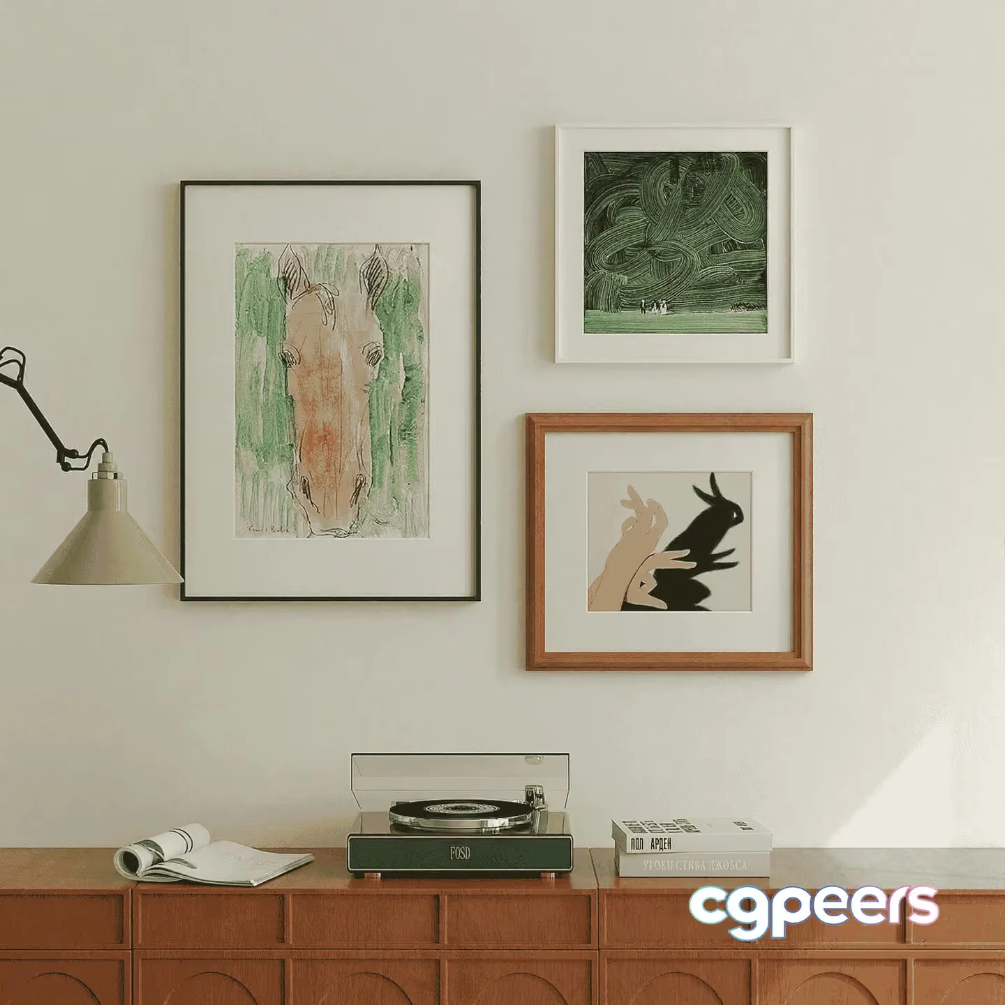 Mid-Century Modern Art Collection 3D Model – 14936 – VRAY Render
