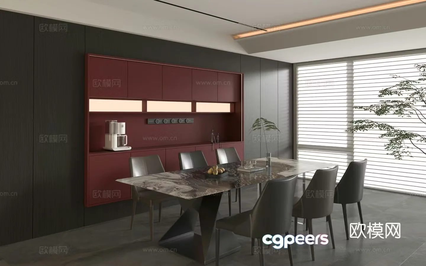 Modern Italian restaurant Italian home restaurant Italian dining table and chairs 3D model