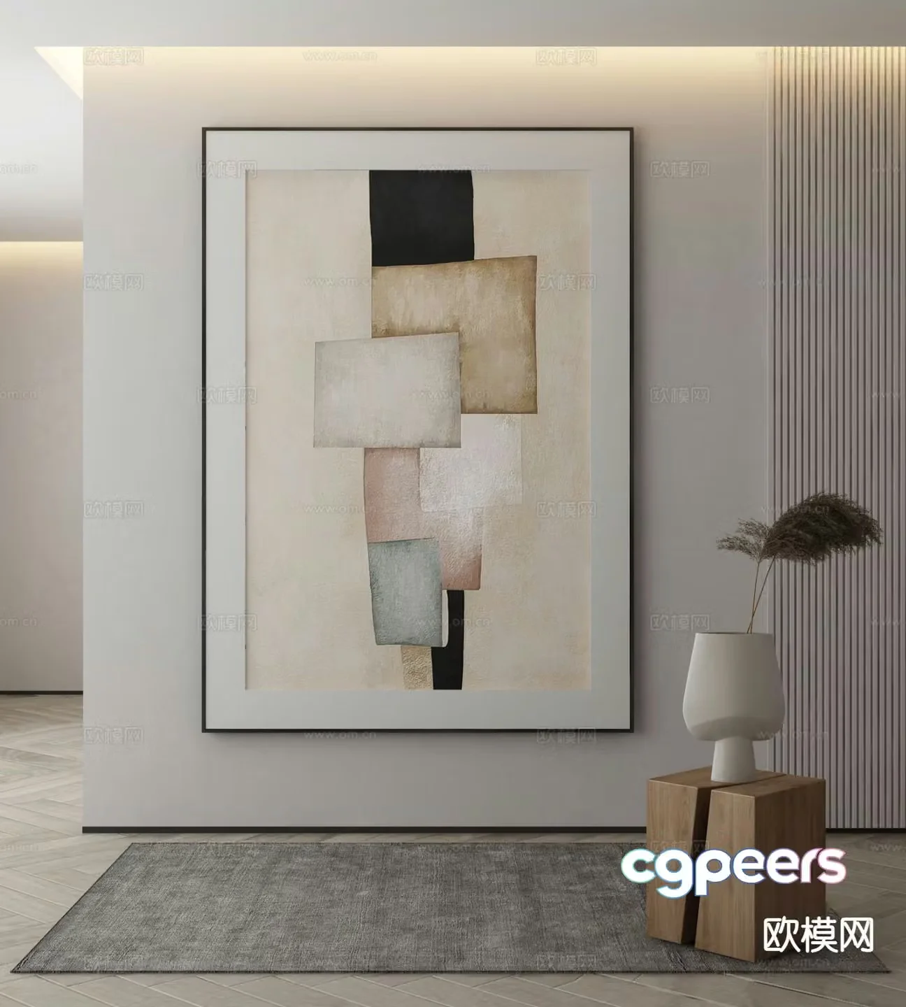 Modern decorative painting abstract painting 3d model