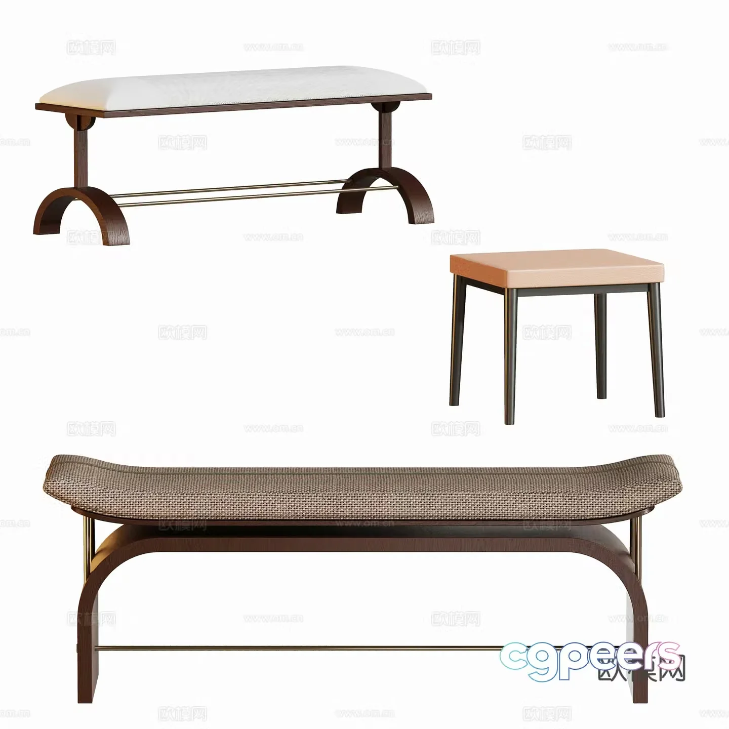 Modern bench combination 3d model