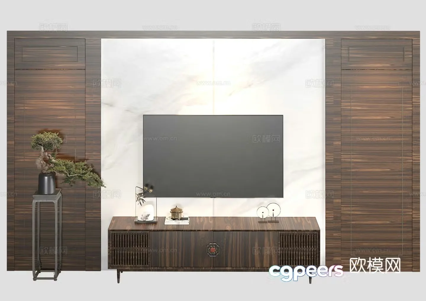 Chinese TV background wall 3d model