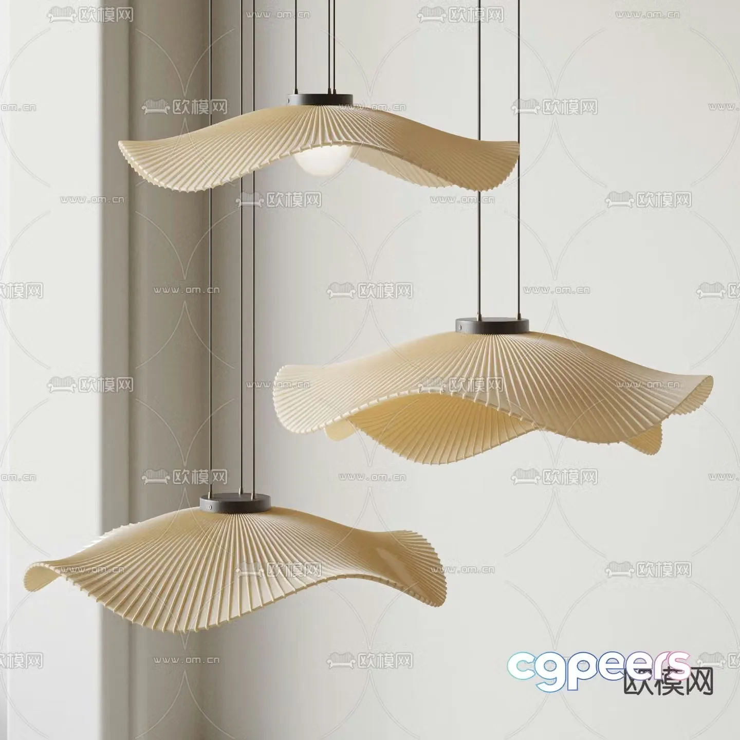 Cream style chandelier petal chandelier 3d model
