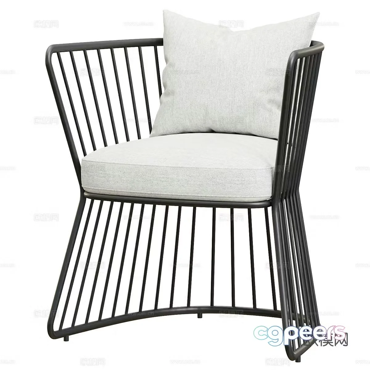 Modern art stainless steel lounge chair 3d model