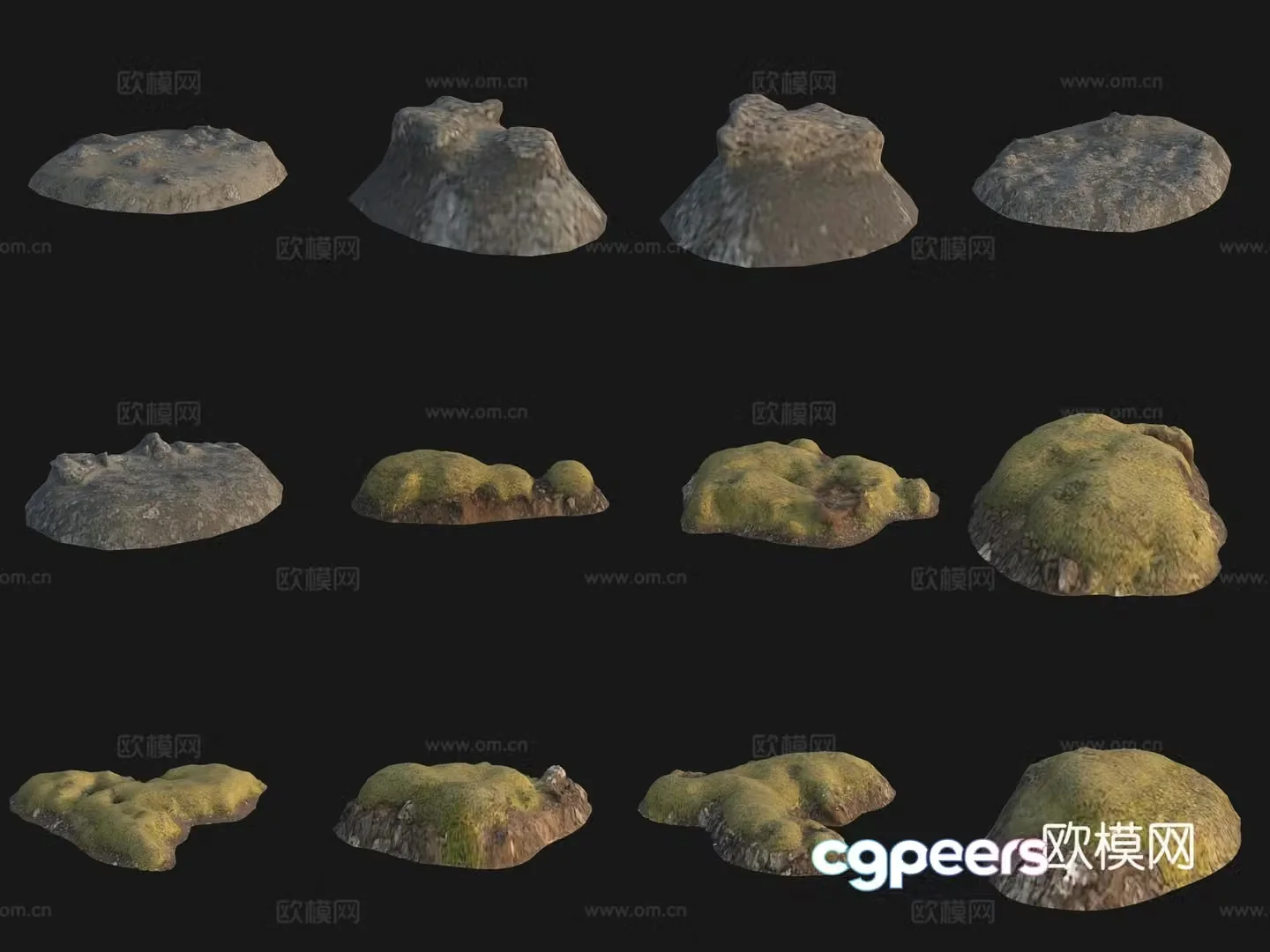 Moss stone pile sand 3d model