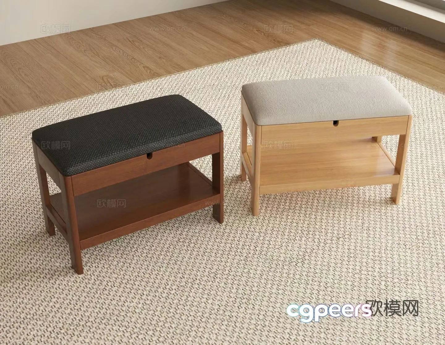 Low stool stool shoe change stool 3d model