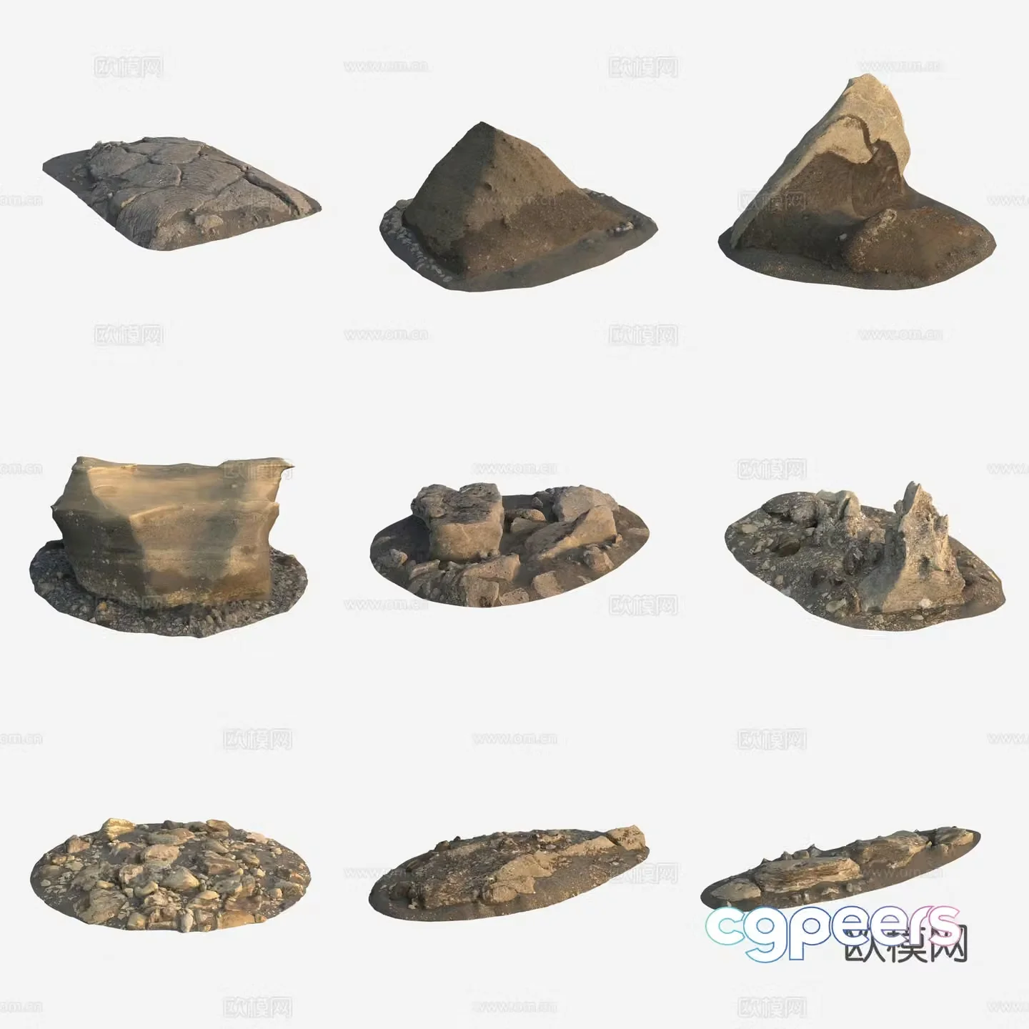 Rock volcanic stones big stones big stone pile 3d model