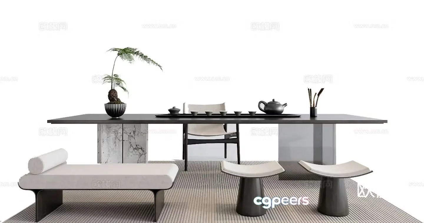 New Chinese style tea table tea table 3d model