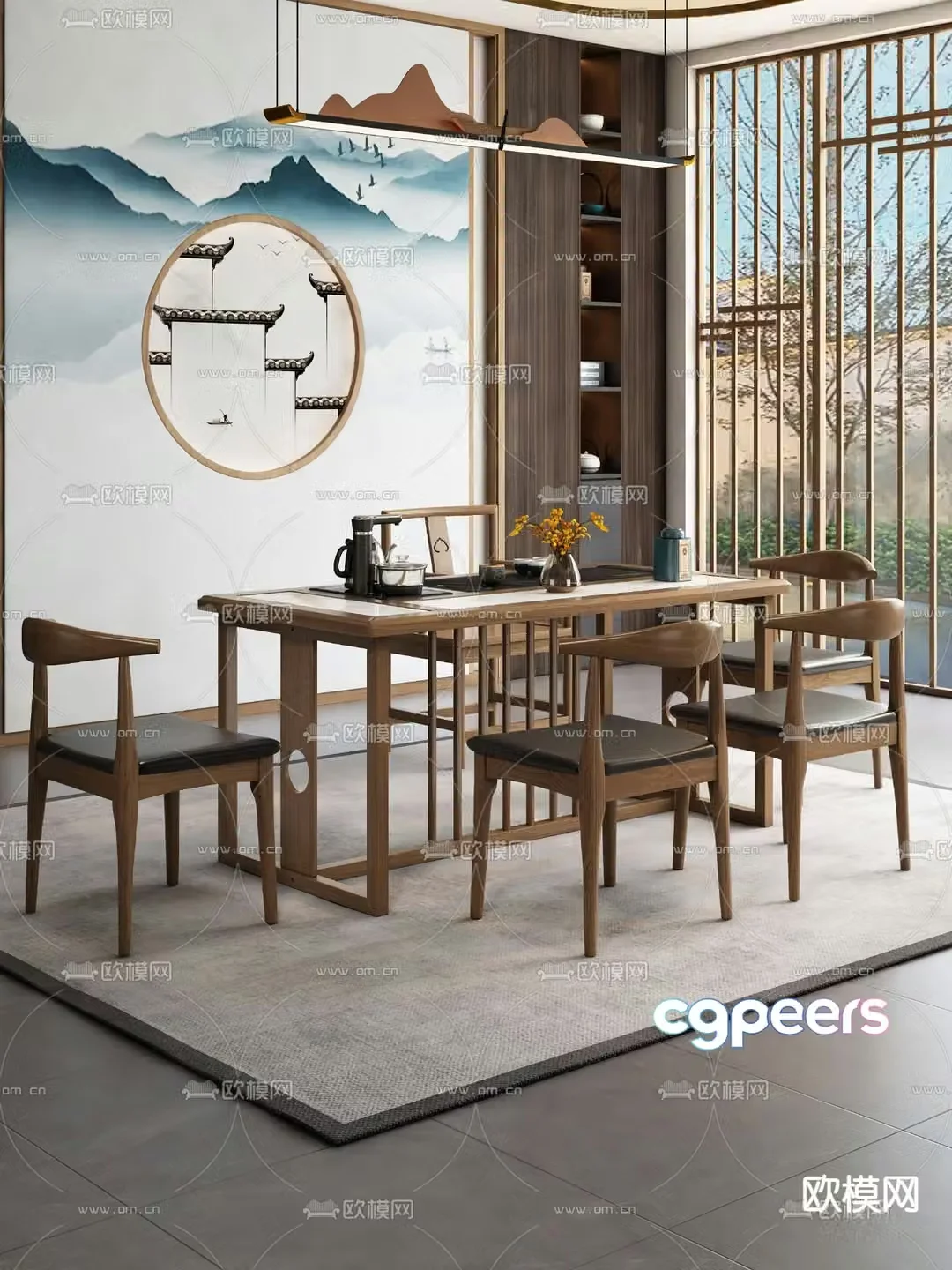 New Chinese style tea table tea table 3d model