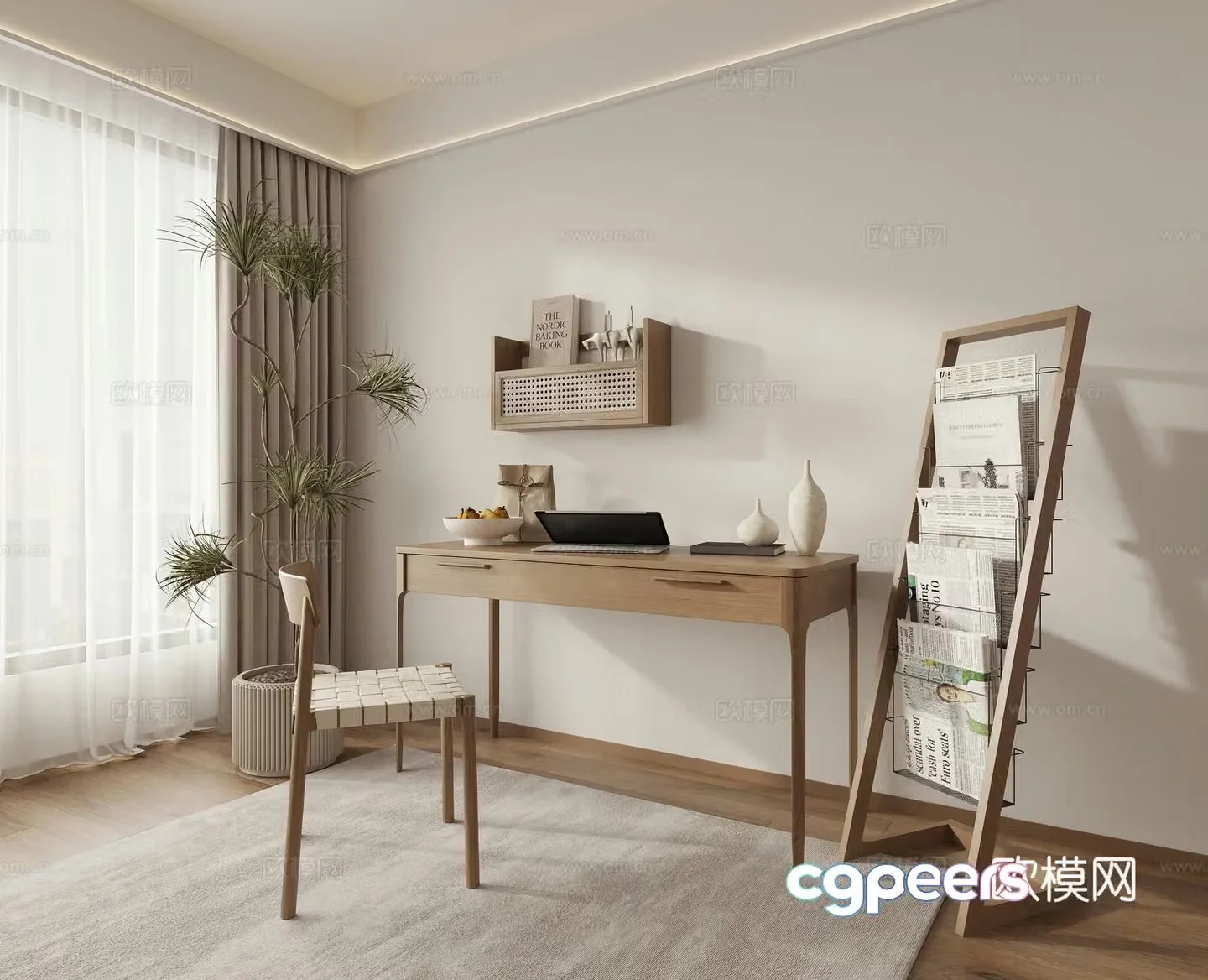 Wasabi Study Japanese Study Desk Office Desk 3D Model