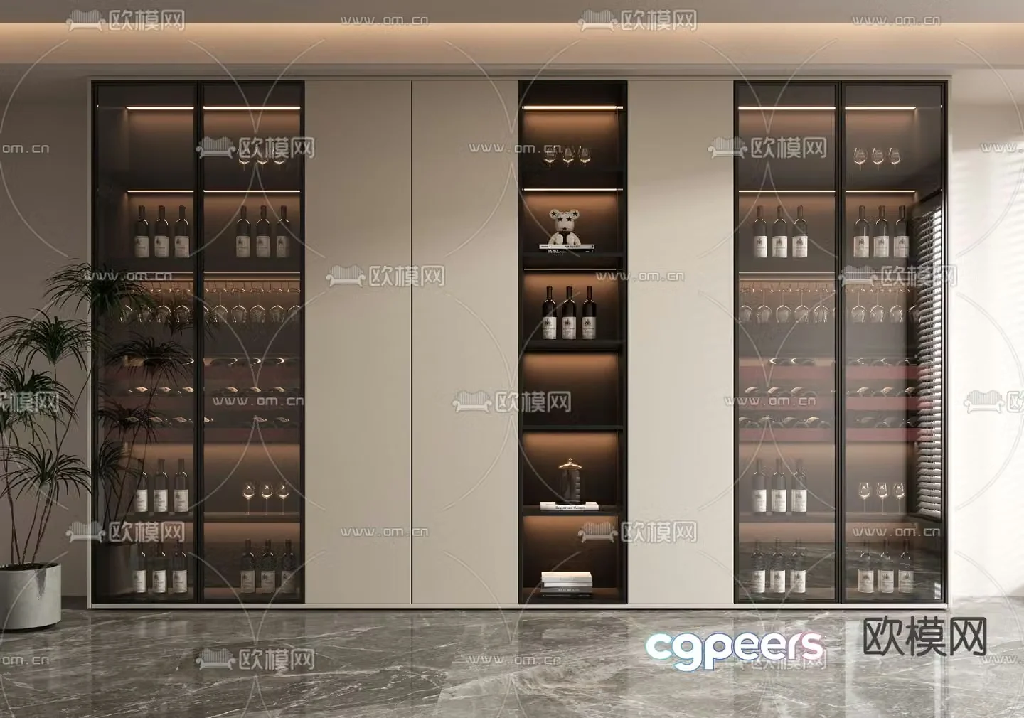 Modern wine cabinet sideboard 3d model