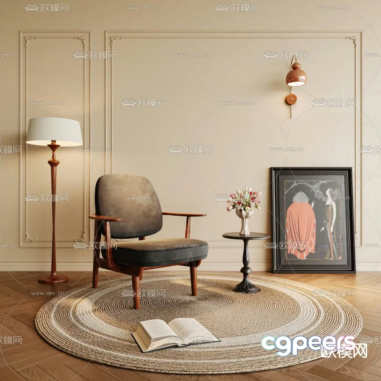 Wabi-sabi single chair 3d model